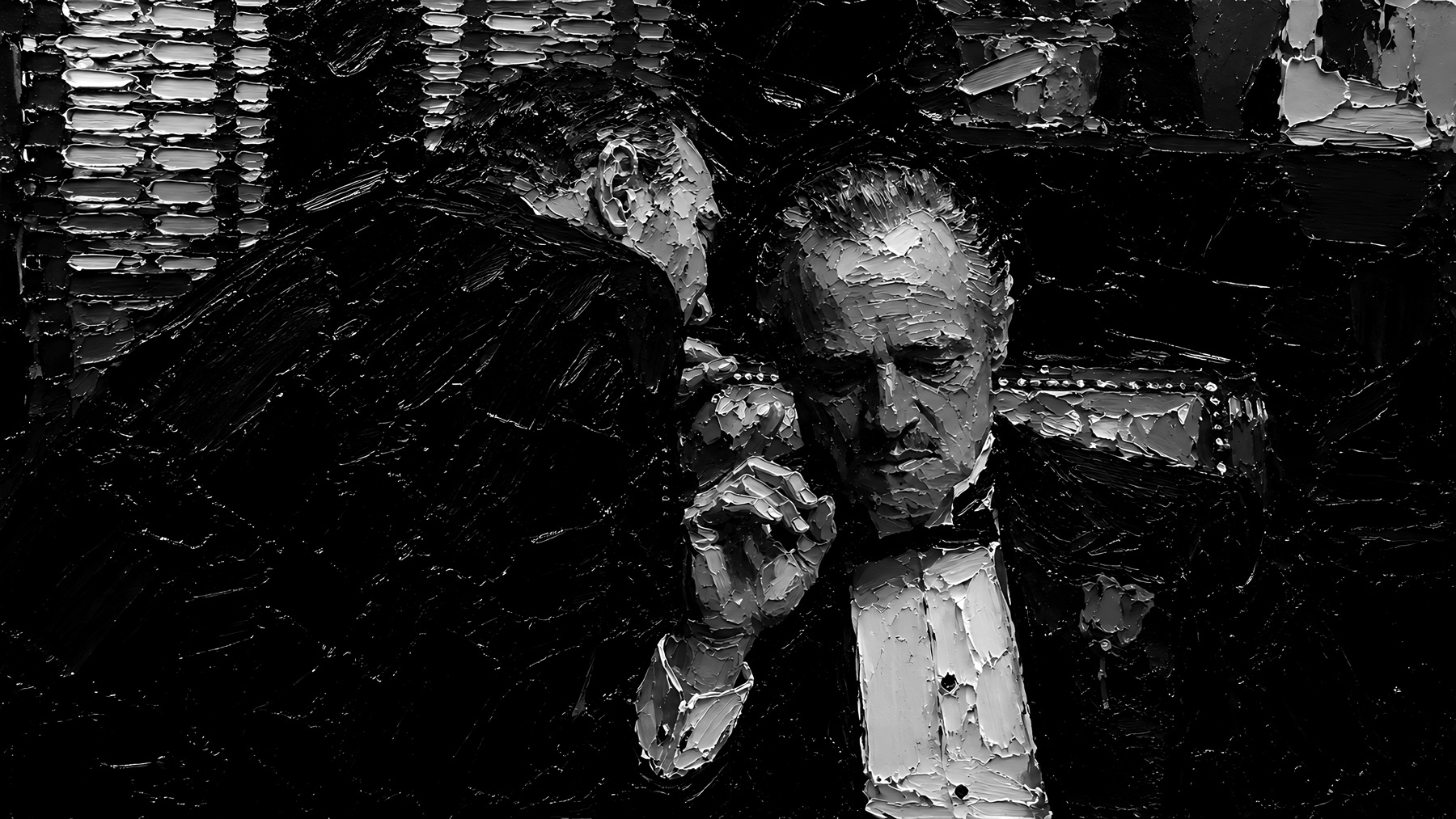 Composição artística em preto e branco